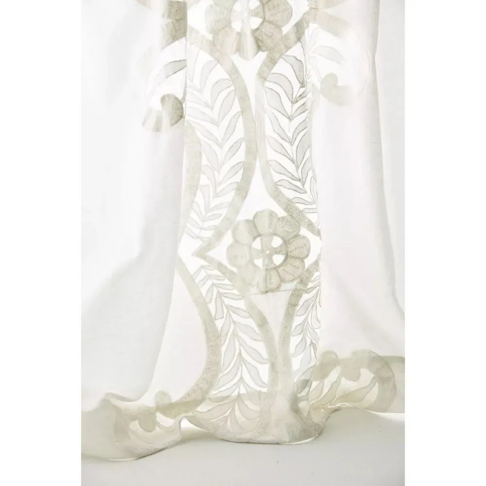 Anthropologie Embroidered Lace Lacina Curtain Panel White 84